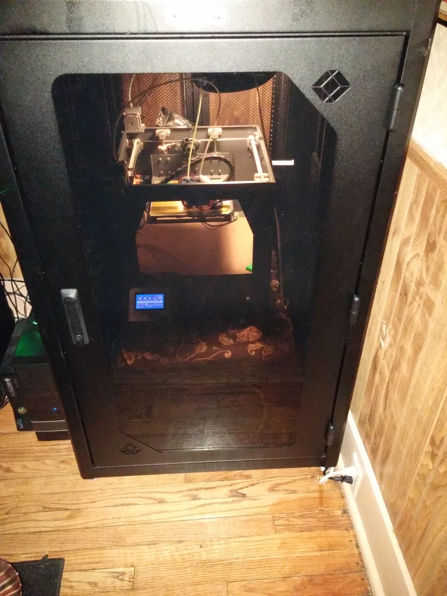 3D printer inside BLACKBOX server cabinet